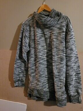 Denim Factory  Copper Riveet Gray Black Marled Funnel Neck Sweater Xl